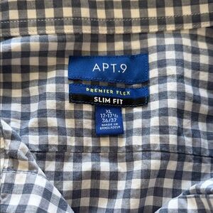 Apt. 9 Men's Gray and White Plaid Shirt